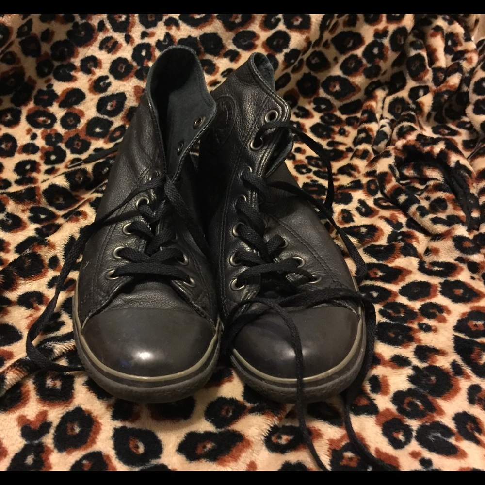 Black leather chucks